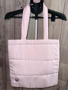 MAYIM Quilted Puffer Tote Bag – Light Pink – Magnetic Snap Closure